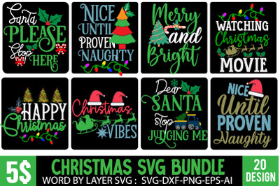 Christmas SVG Bundle , 20 Christmas SVG Quotes