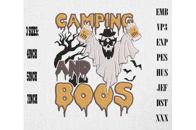 Camping and Boos Embroidery, Happy Halloween Embroidery Design