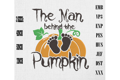 The Man Behind The Pumpkin Embroidery, Happy Halloween Embroidery