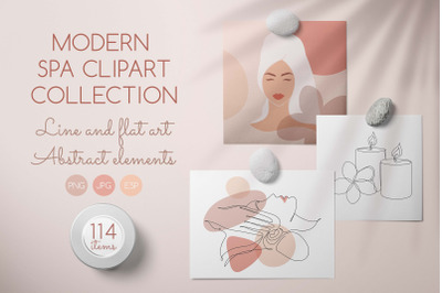 Modern Spa Line Art Clipart Collection