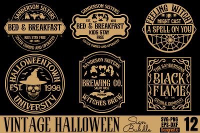 Vintage Halloween Sign Bundle, Halloween Sign Bundle