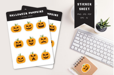 Halloween pumpkins stickers set