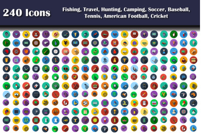 Fishing, Travel, Hunting, Camping, Sport Icon Set