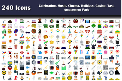 240 Icons Of Celebration, Music, Cinema, Holidays, Casino, Taxi, Amuse