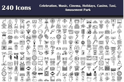 240 Icons Of Celebration, Music, Cinema, Holidays, Casino, Taxi, Amuse