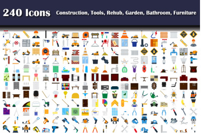 240 Icons Of Construction, Tools, Rehub, Garden, Bathroom, Furniture