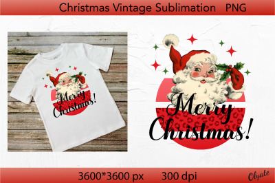 Merry Christmas. Retro Christmas. Vintage Santa Sublimation