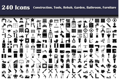 240 Icons Of Construction, Tools, Rehub, Garden, Bathroom, Furniture
