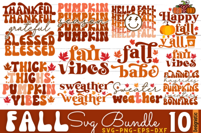 Retro Fall SVG Bundle, Thanksgiving SVG Bundle