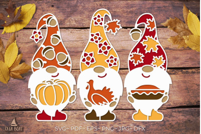 3d Thanksgiving gnome template| Fall gnomes svg