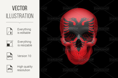 Albanian flag skull