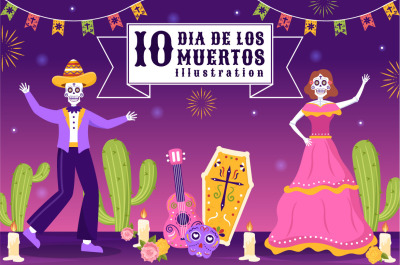 10 Dia De Los Muertos or Day of the Dead Illustration