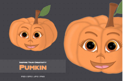 sweet pumpkin pumkin with face - cartoon character