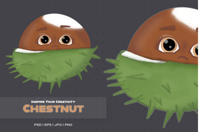 chestnut with face and big eyes - comic style character