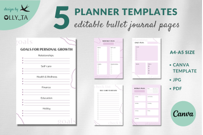 Editable Bullet Journal Pages | Planner Template PDF