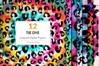 Leopard tie dye digital paper