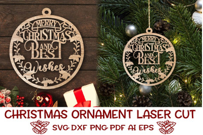 Christmas Bauble Laser cut file. Christmas SVG Template.