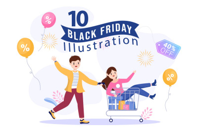 10 Black Friday Give Big Discount Illustration