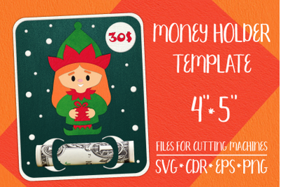 Christmas Elf Girl Card | Money Holder Template