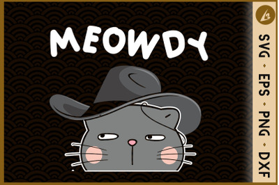 Meowdy Funny Grumpy Cat Cowboy Cat