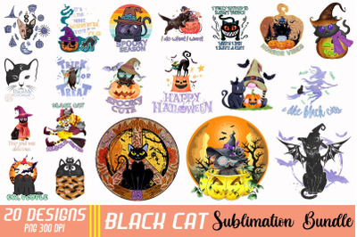 Black Cat Sublimation Bundle-20 Designs-220824