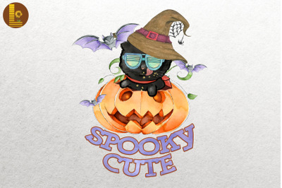 Spooky Cute Kitten Pumpkin Black Cat