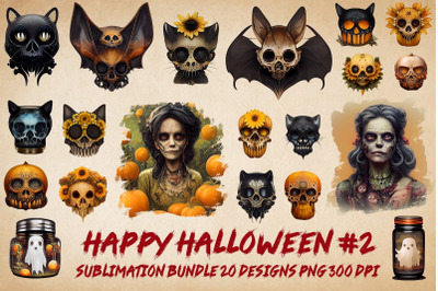 Halloween &23;2 Sublimation Bundle-20 Designs-220830