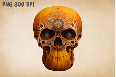 Pumpkin Combine With Skull Halloween