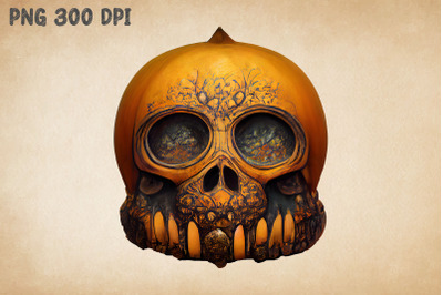 Pumpkin Combine With Skull