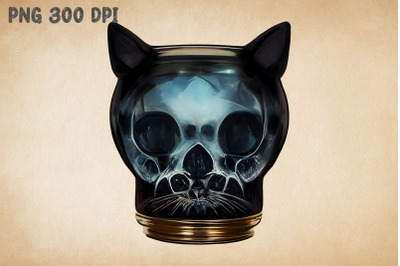 Black Cat Skull In A Jar