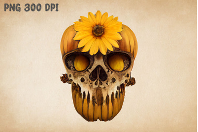 Pumkpkin Combine With Skull &amp; Flower