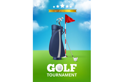 Golf poster. Sport invitation for luxury relaxation gaming competition