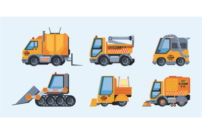 City cleaning machines. Emergency urban transport garbage cleaning mac