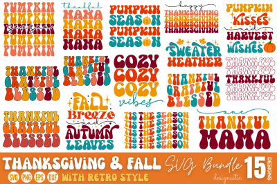 Thanksgiving SVG Bundle, Thanksgiving SVG, Retro Fall SVG Bundle, Retr