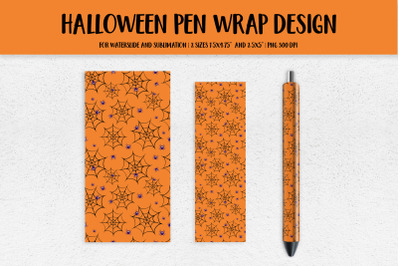 Halloween Spider Web Pen Wrap PNG. Sublimation or Waterslide