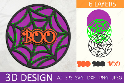 Halloween 3d layered boo sign svg, Halloween door hanger svg