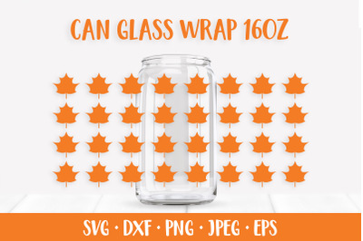 Maple Leaves Can Glass Wrap SVG. Fall Glass Can