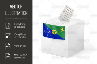 Ballot box with voting paper. Christmas Island