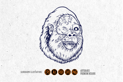 Scary gorilla monster outline svg