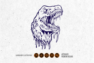 Scary dinosaurs head monochrome svg