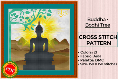 Buddha Cross Stitch Pattern | Bodhi Tree