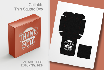 Thank You Thin Square Candy Box Template SVG