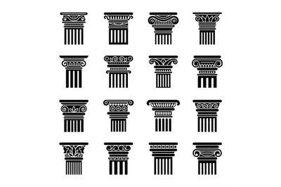 Ancient pillars. Greek stylized floral decorative columns for museum h