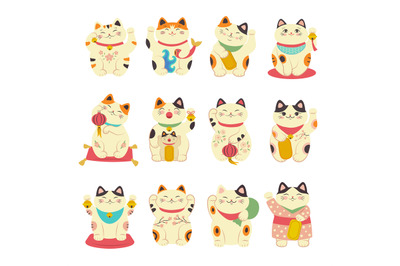 Asian cat. Traditional symbols of lucky animal maneki neko belling dol