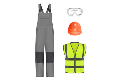 Industry uniform. Realistic workwear professional constructors or engi