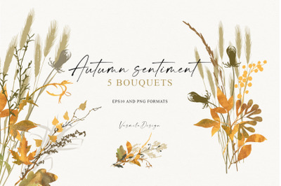 Autumn bouquets with leaves and branches