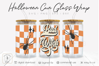 Retro Halloween Beer Can Glass svg Witch Coffee Cup Wrap
