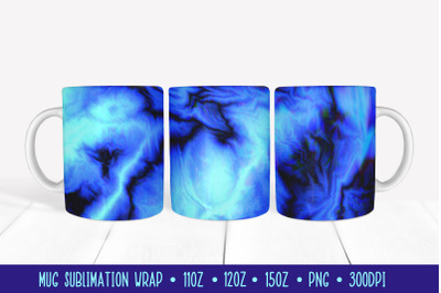 Winter Blue Mug Sublimation Wrap Marble Texture Mug Design