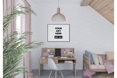 Interior scene artwork background frame mockup