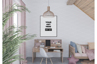 Interior scene artwork background frame mockup